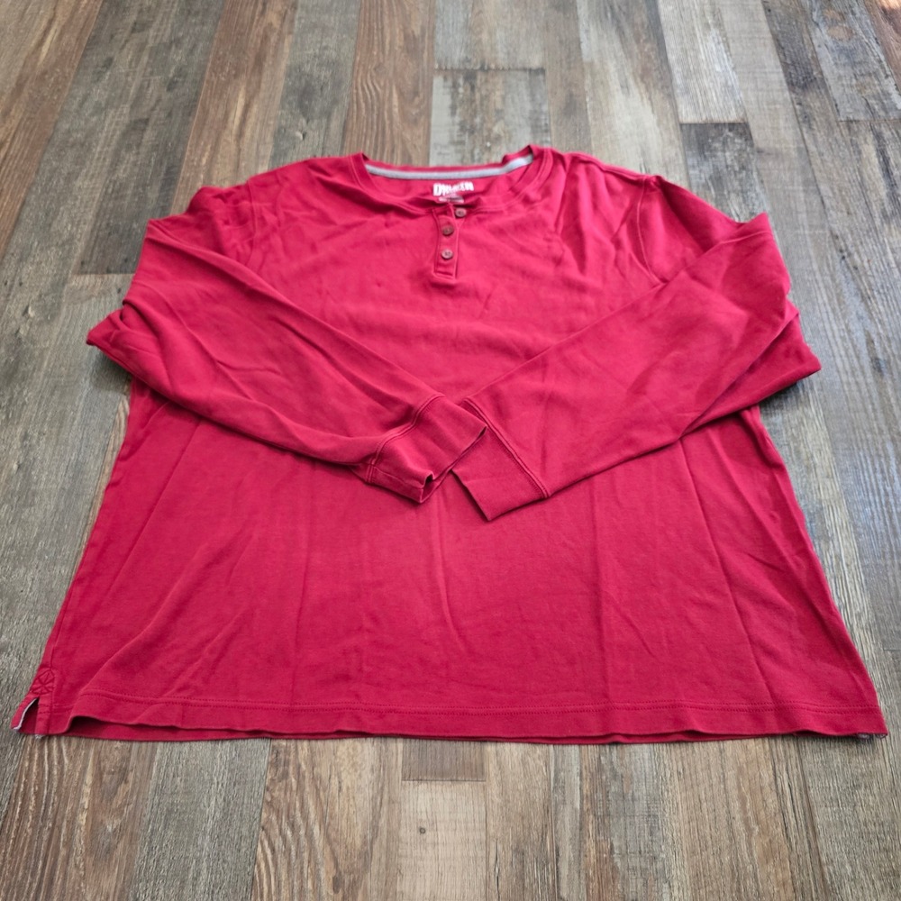 Duluth Trading Co Henley Shirt Mens XL Red Long Sleeve Cotton Workwear